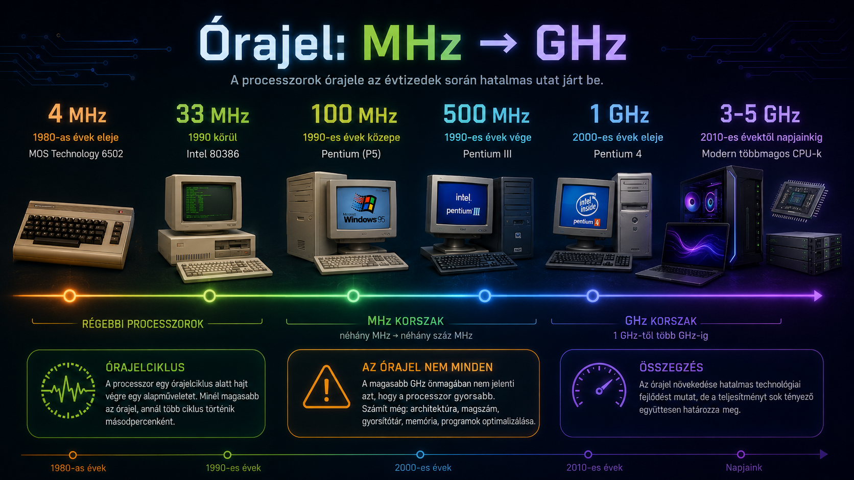 Processzor órajel fejlődése MHz-től GHz-ig