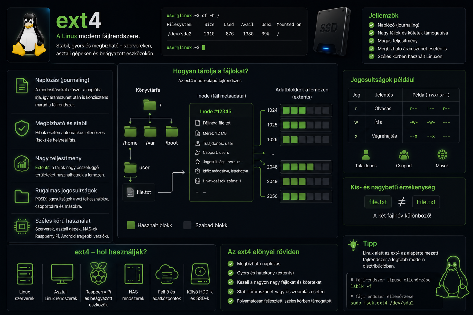 ext4 fájlrendszer Linux alatt