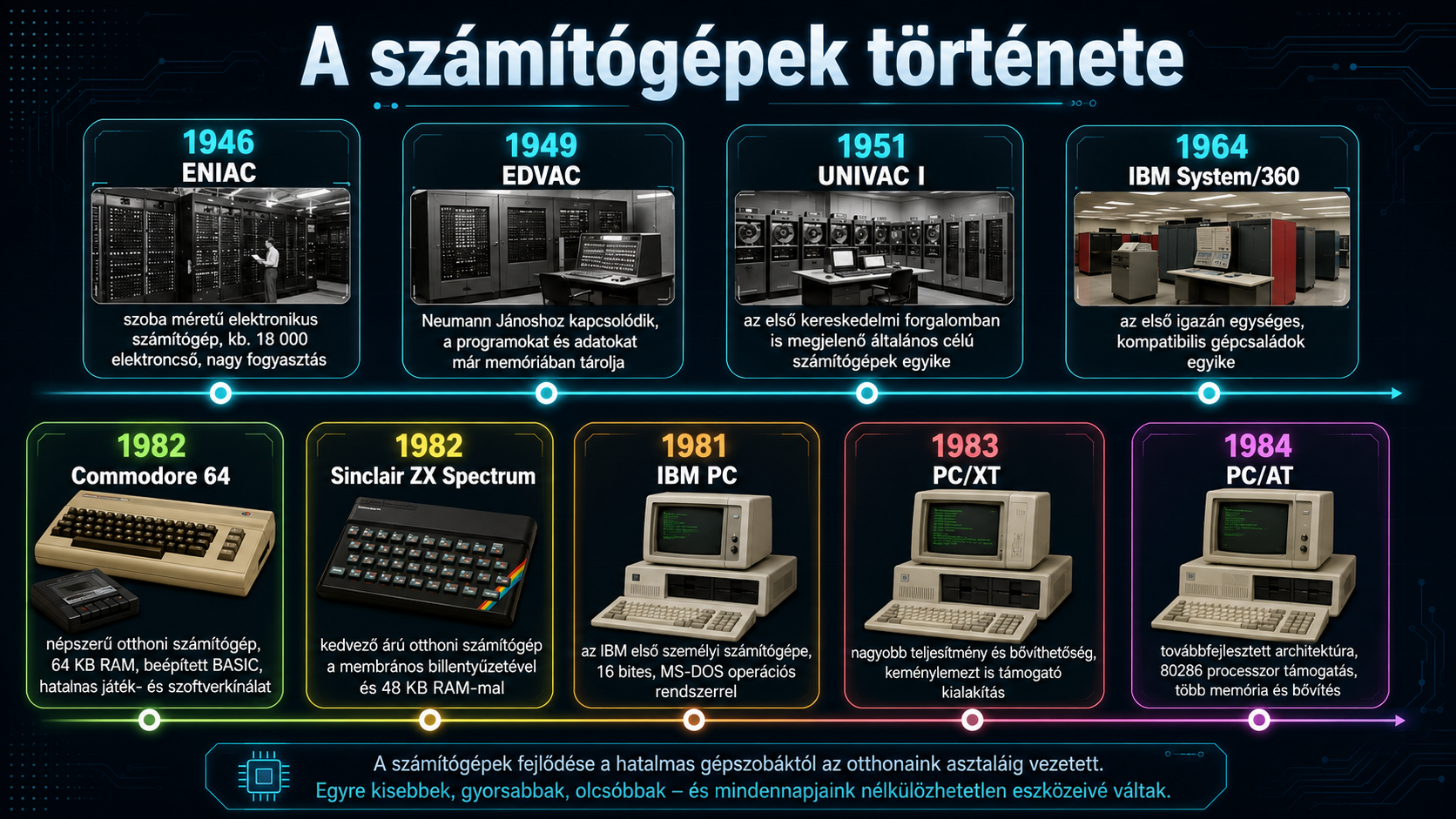A számítógépek történetének főbb mérföldkövei ENIAC-tól az IBM PC-ig