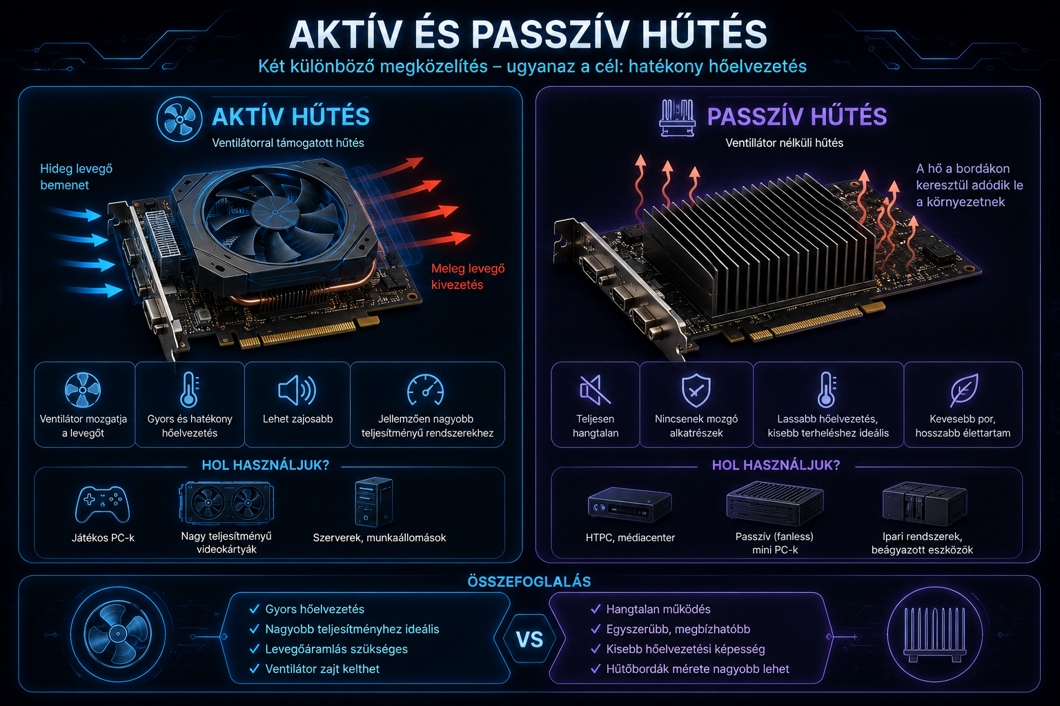 Aktív és passzív videókártya hűtés összehasonlítása